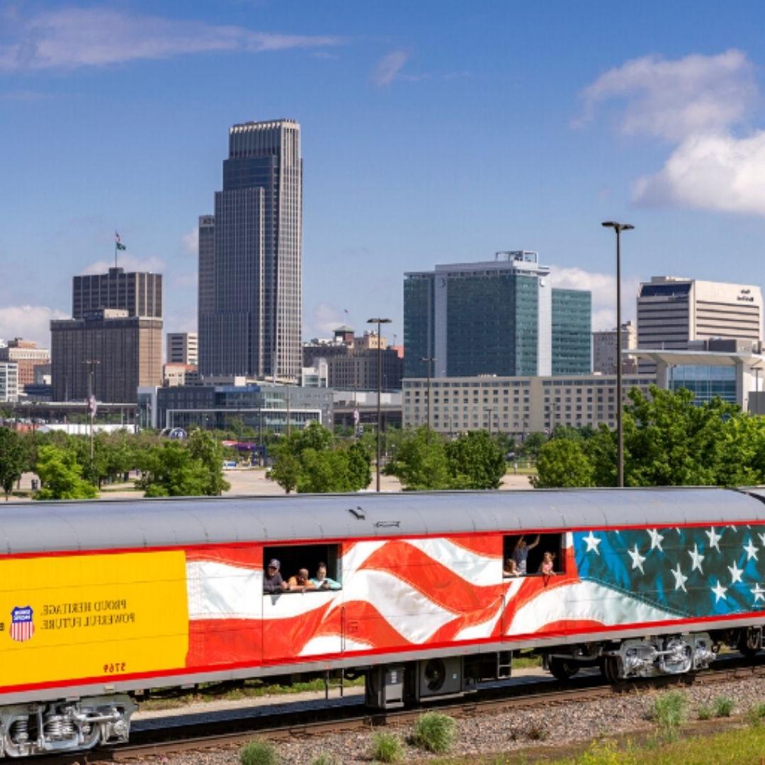 train passing downtown omaha